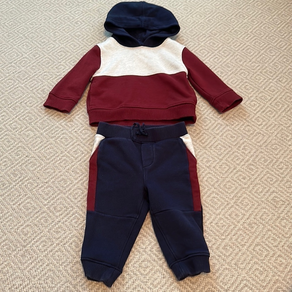 Janie and Jack Color Block Hooded Sweatshirt and Jogger Set 6-12 Months